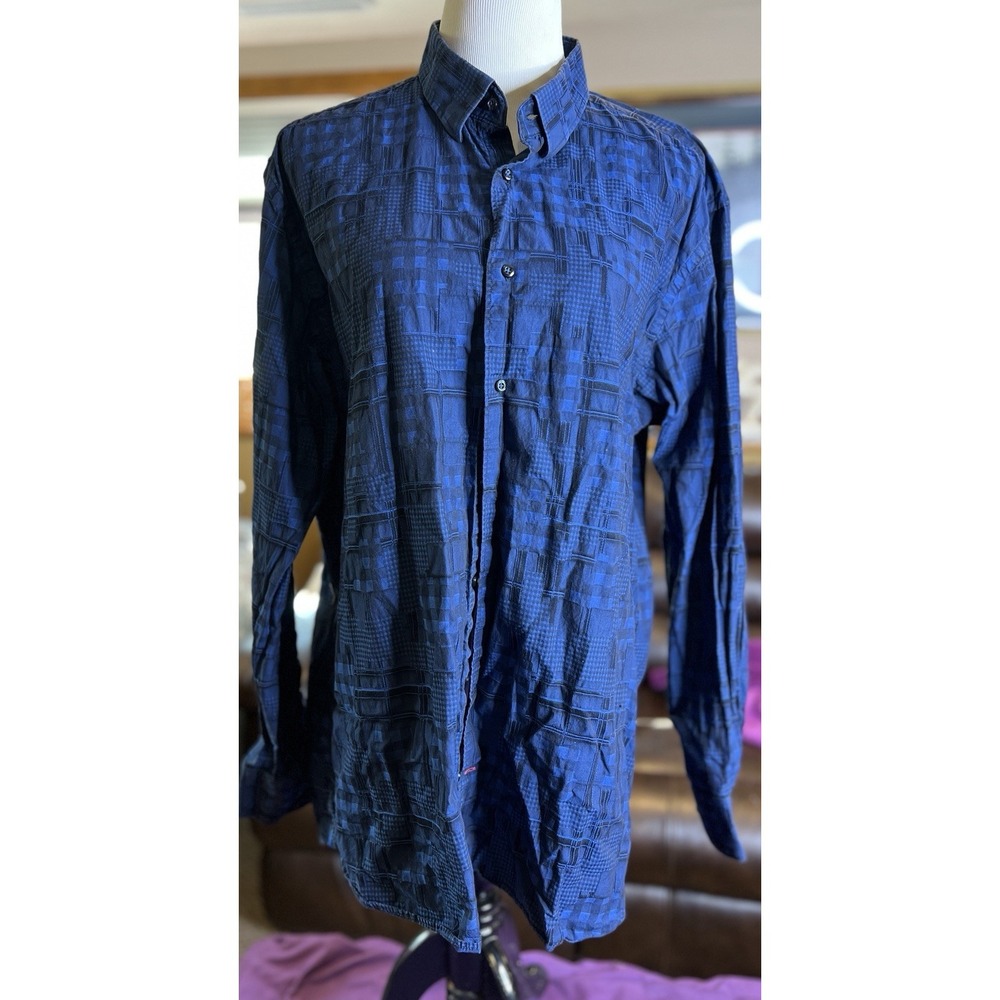 Luchiano Visconti Signature Series Blue Button Down Shirt Men's Size 2XL EUC